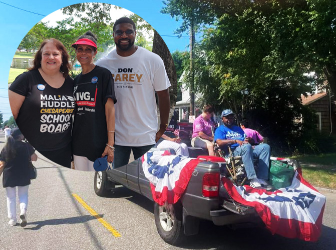 Malia Huddle, Pat King and Don Carey in the South Norfolk July 4th parade.